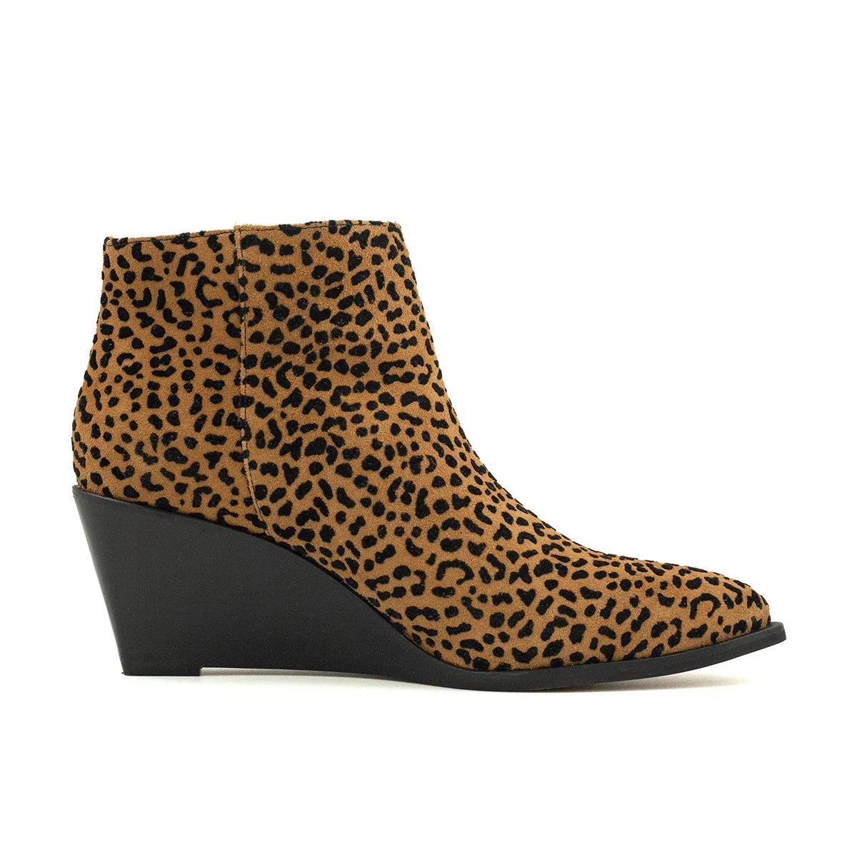 1. State Leopard Print Ankle Boots Fabric Brown Colour For Women