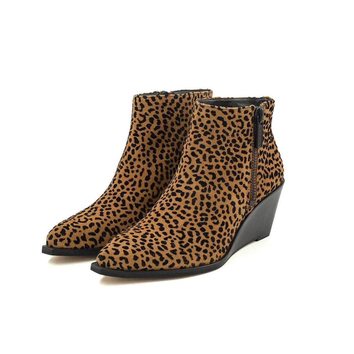 1. State Leopard Print Ankle Boots Fabric Brown Colour For Women