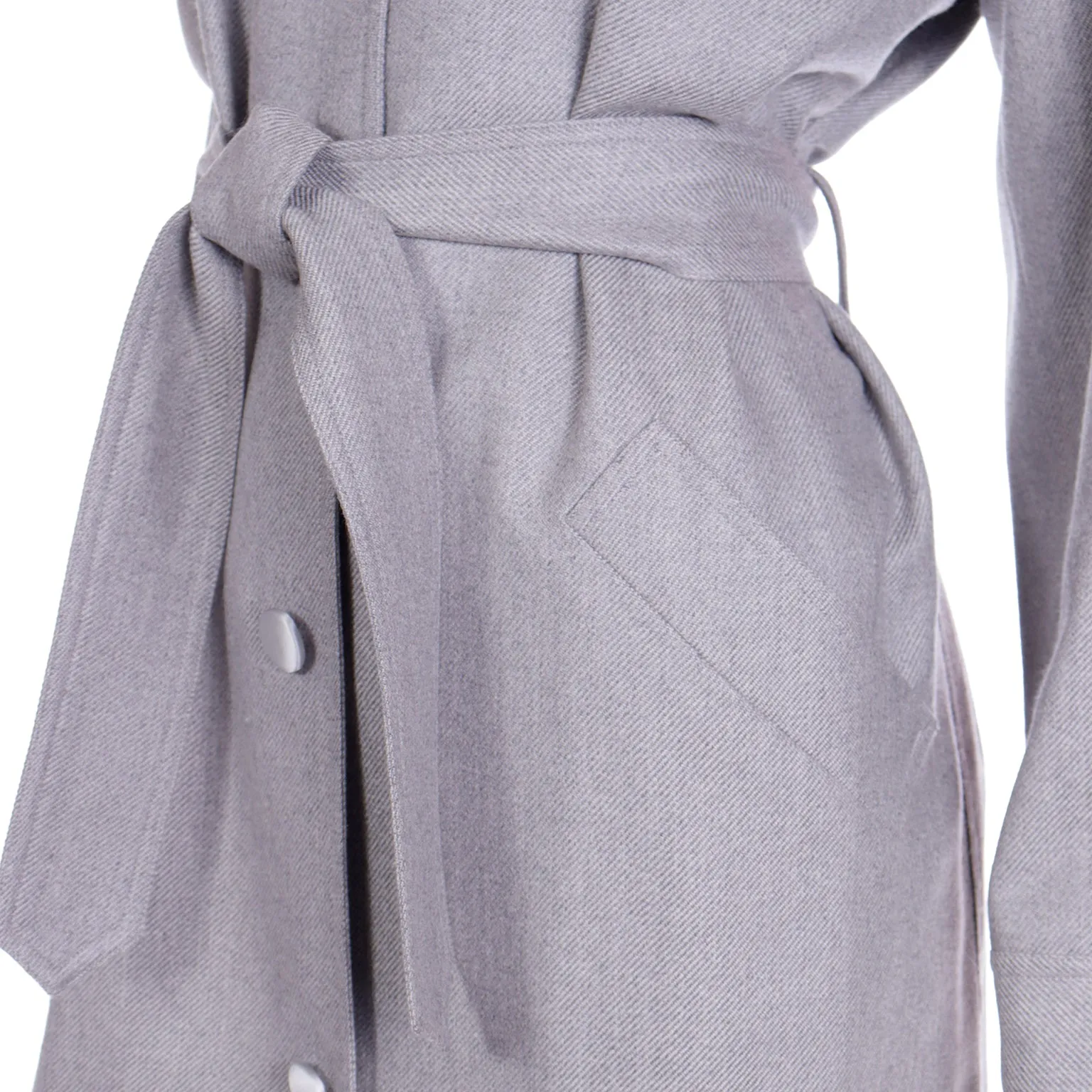 1990s Isaac Mizrahi Grey Wool Collared Jacket with Belt