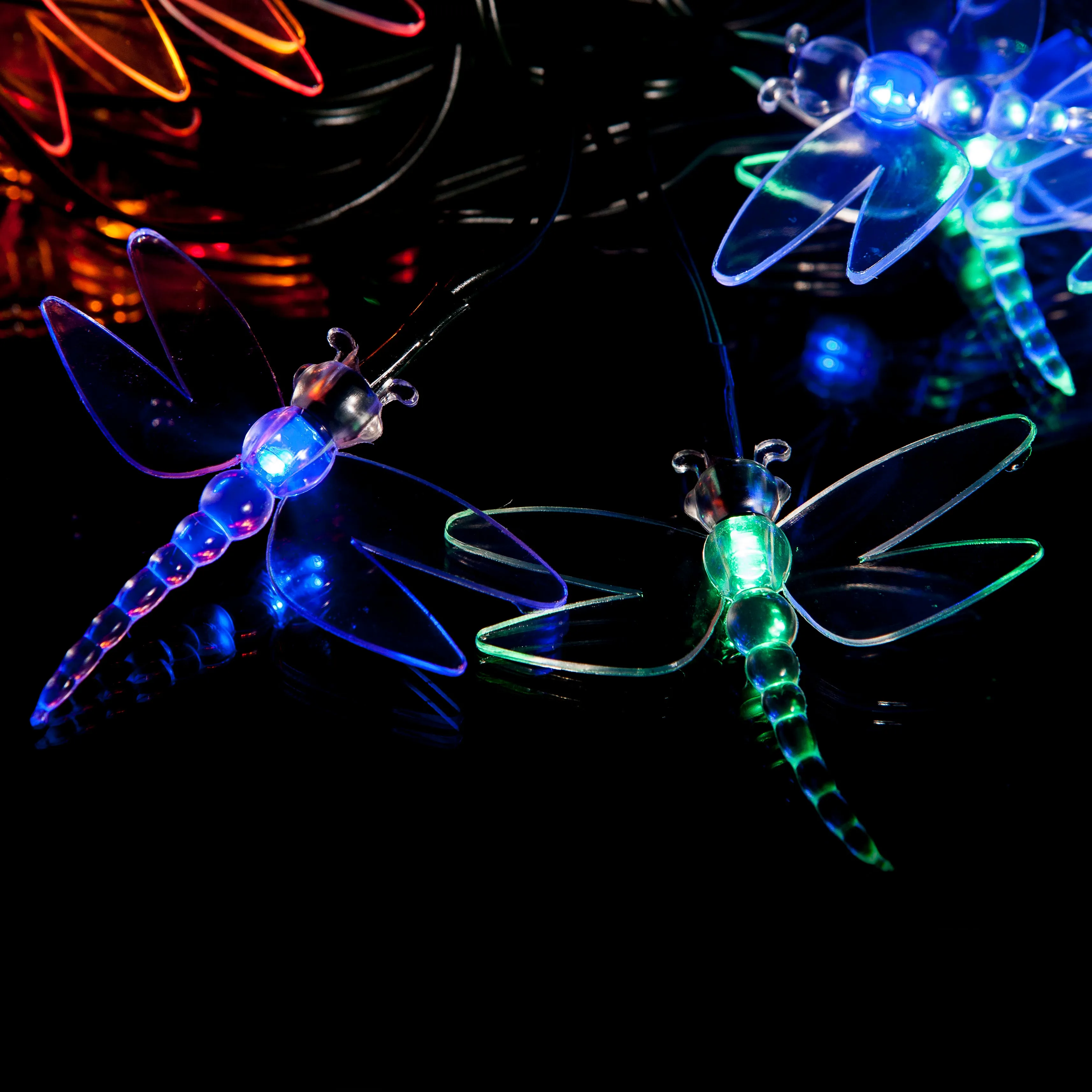 30 Multi-Colour LED Dragonfly Solar Fairy Lights