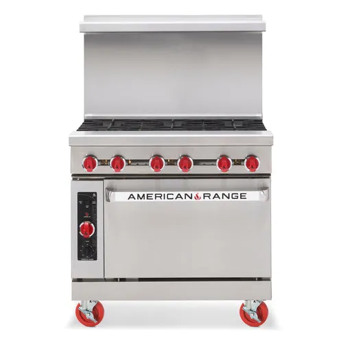 AMERICAN RANGE AR-6-C 36-Inch Gas Restaurant Range with Open Burners and Oven