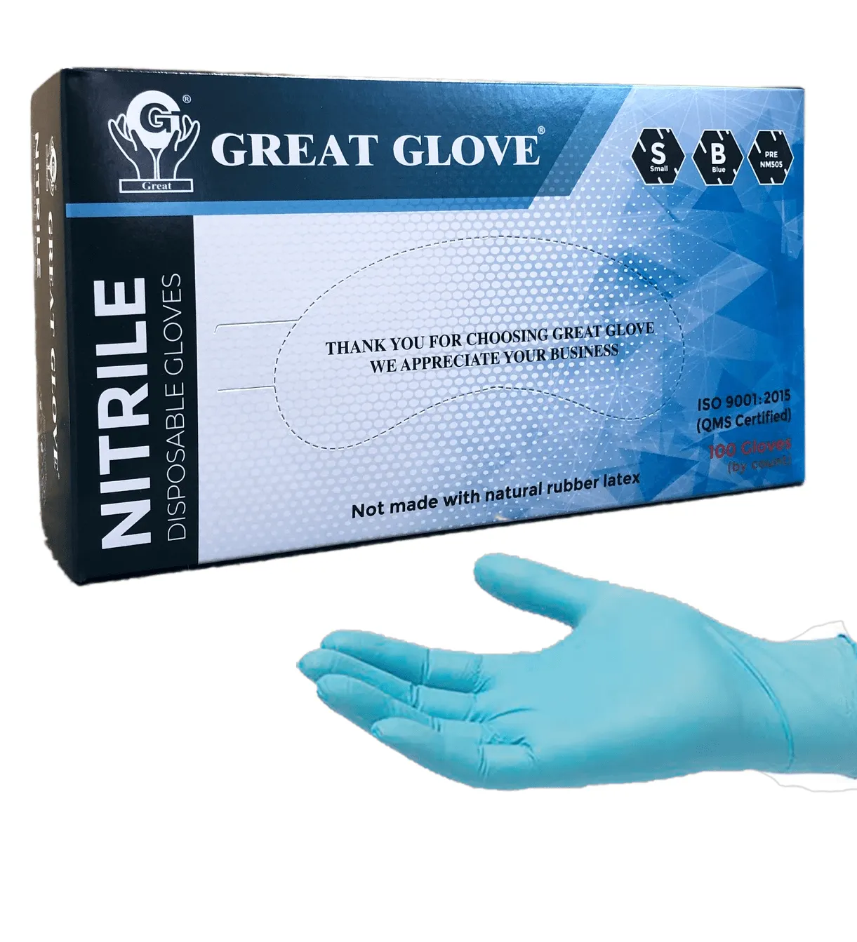 Aqua Nitrile Gloves, Powder Free  5 Mil.