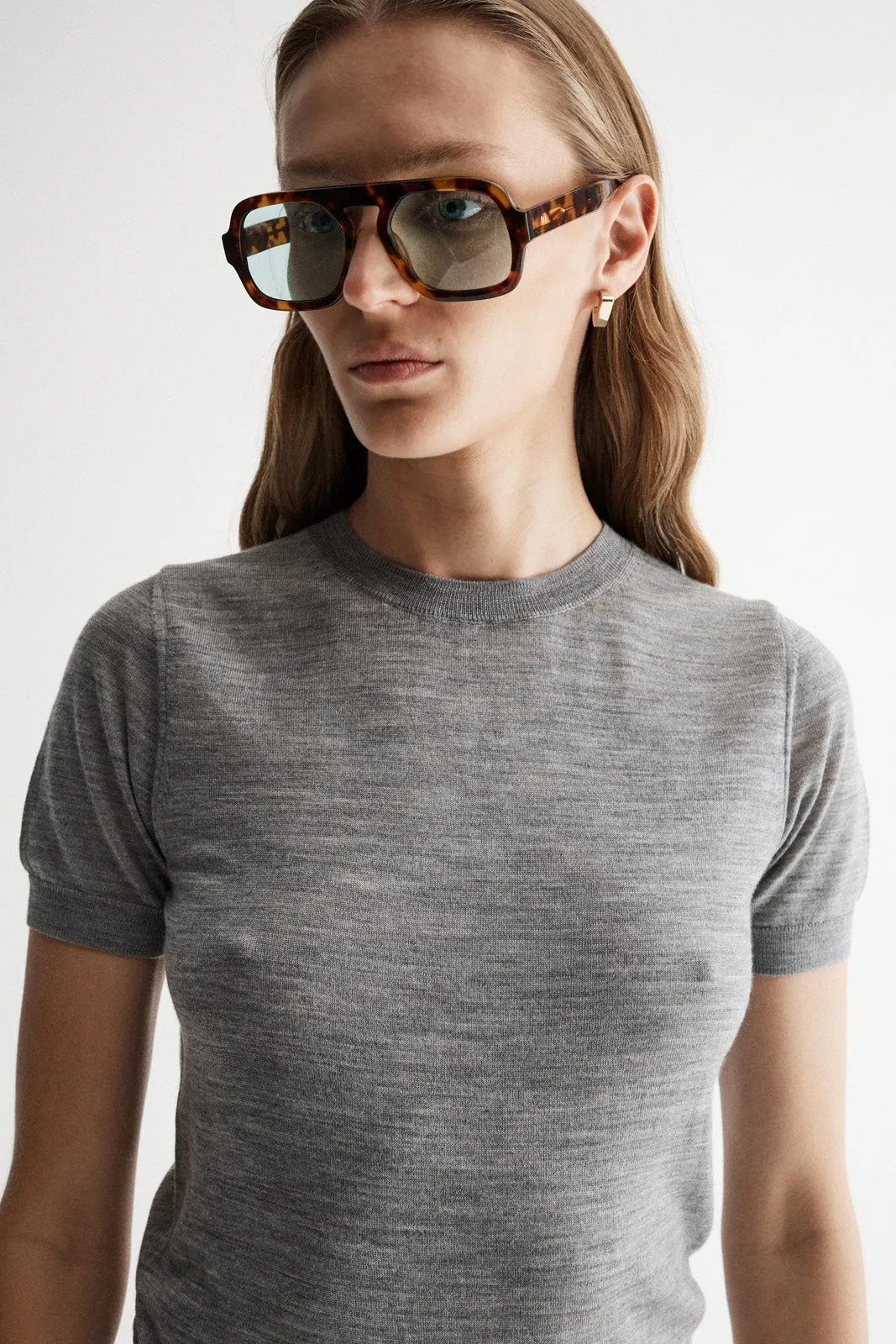 Ash Knit Tee Grey Marle