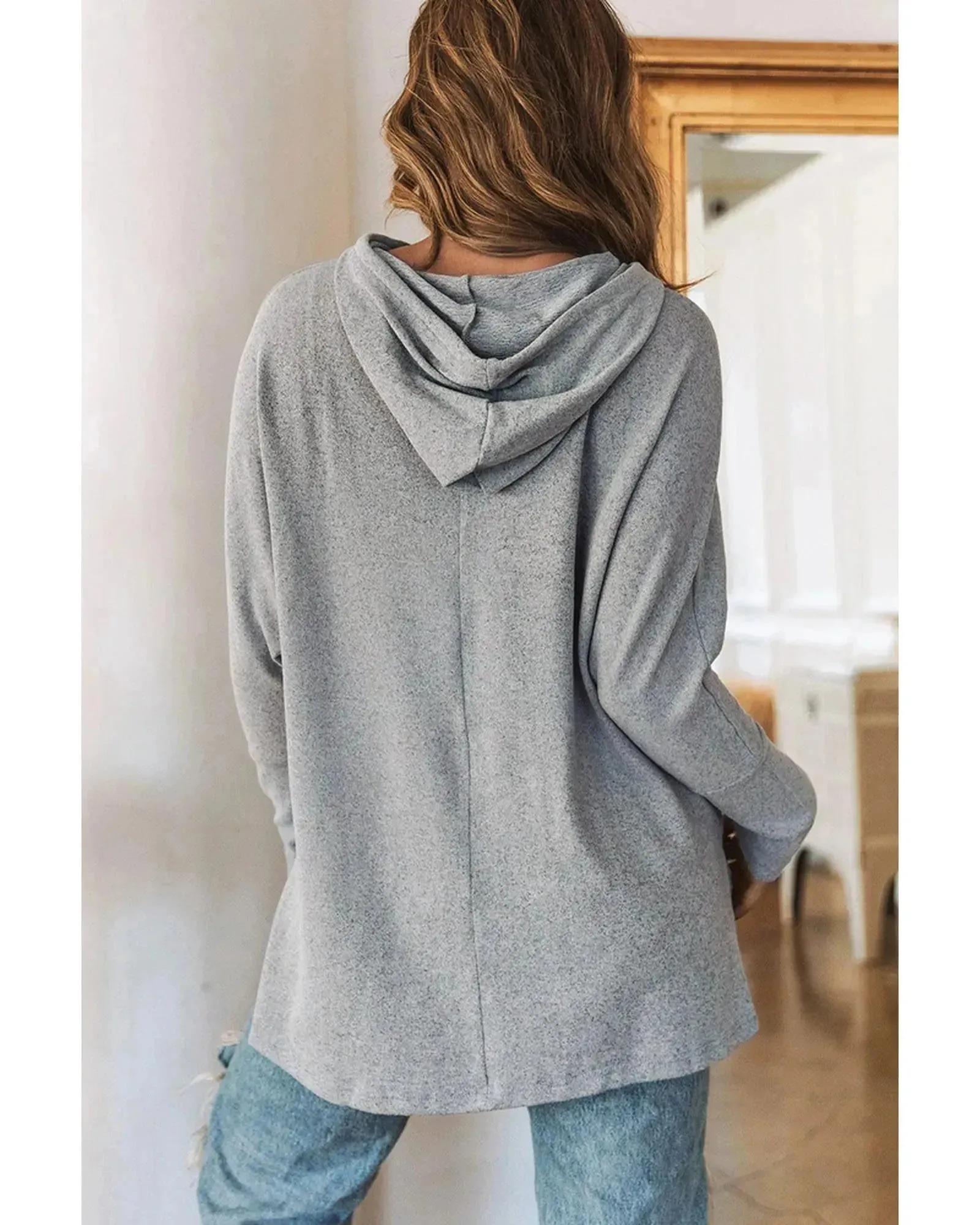 Azura Exchange Relaxed Drawstring Hooded Sweater - S