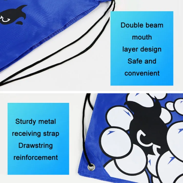 Beach Fitness Swimming Drawstring Waterproof Bag(Blue Smiley Face)