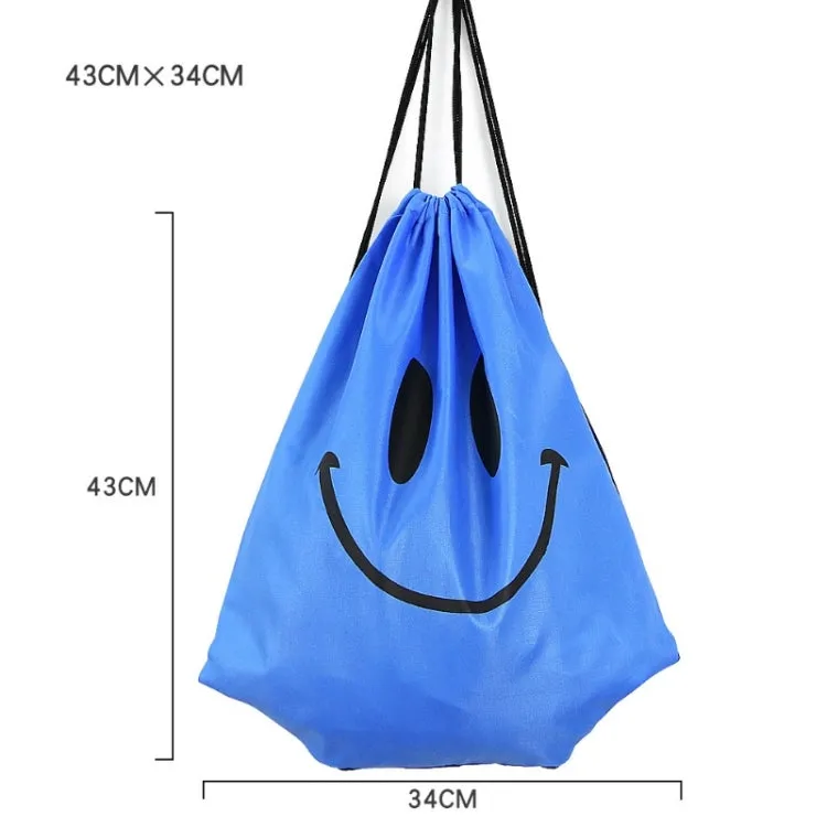 Beach Fitness Swimming Drawstring Waterproof Bag(Blue Smiley Face)