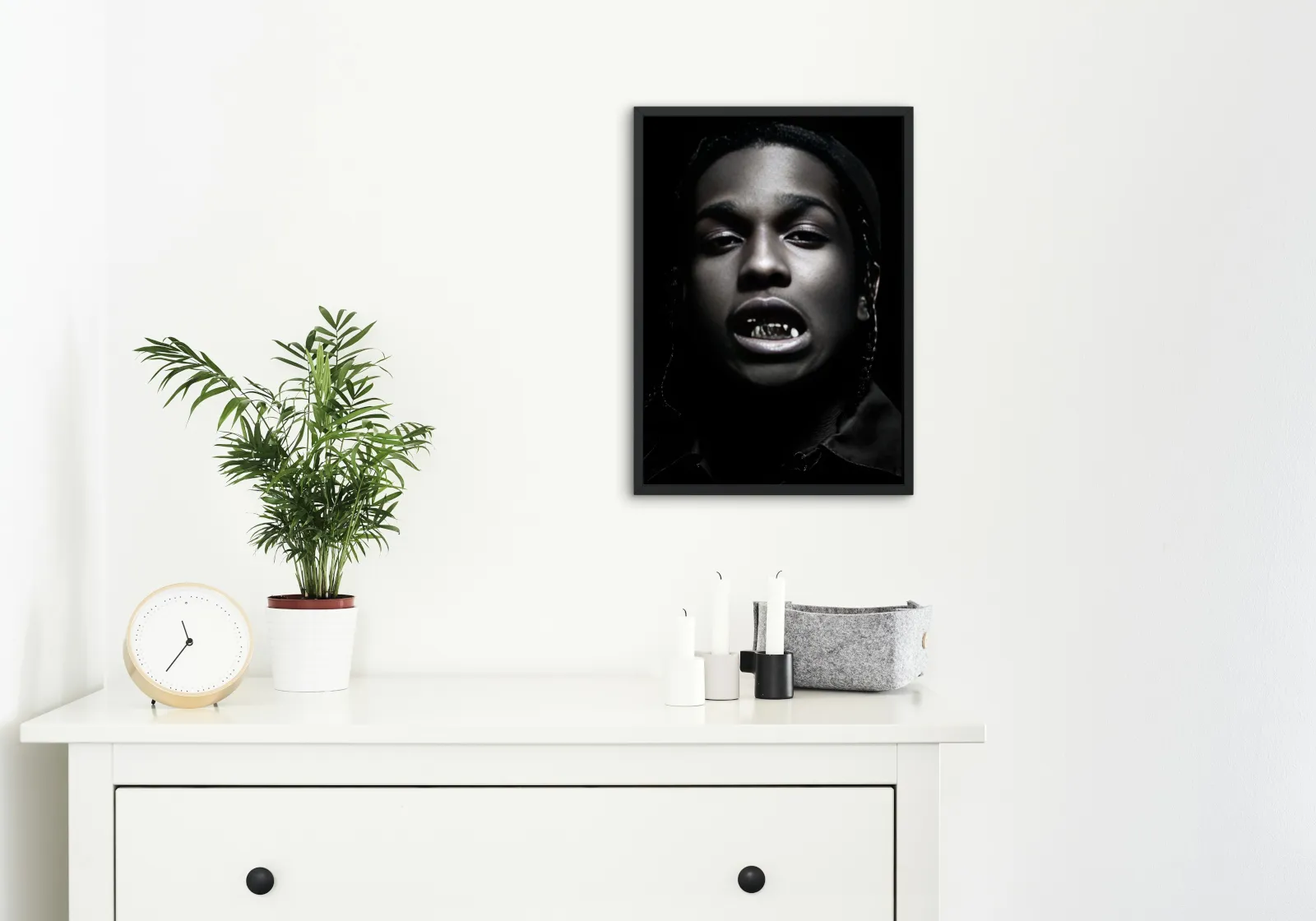 Black And White ASAP Rocky Poster Grill PRINTABLE WALL ART, Hypebeast Poster, Urban Street Style Wall Art, Rapper Grillz Teeth Poster