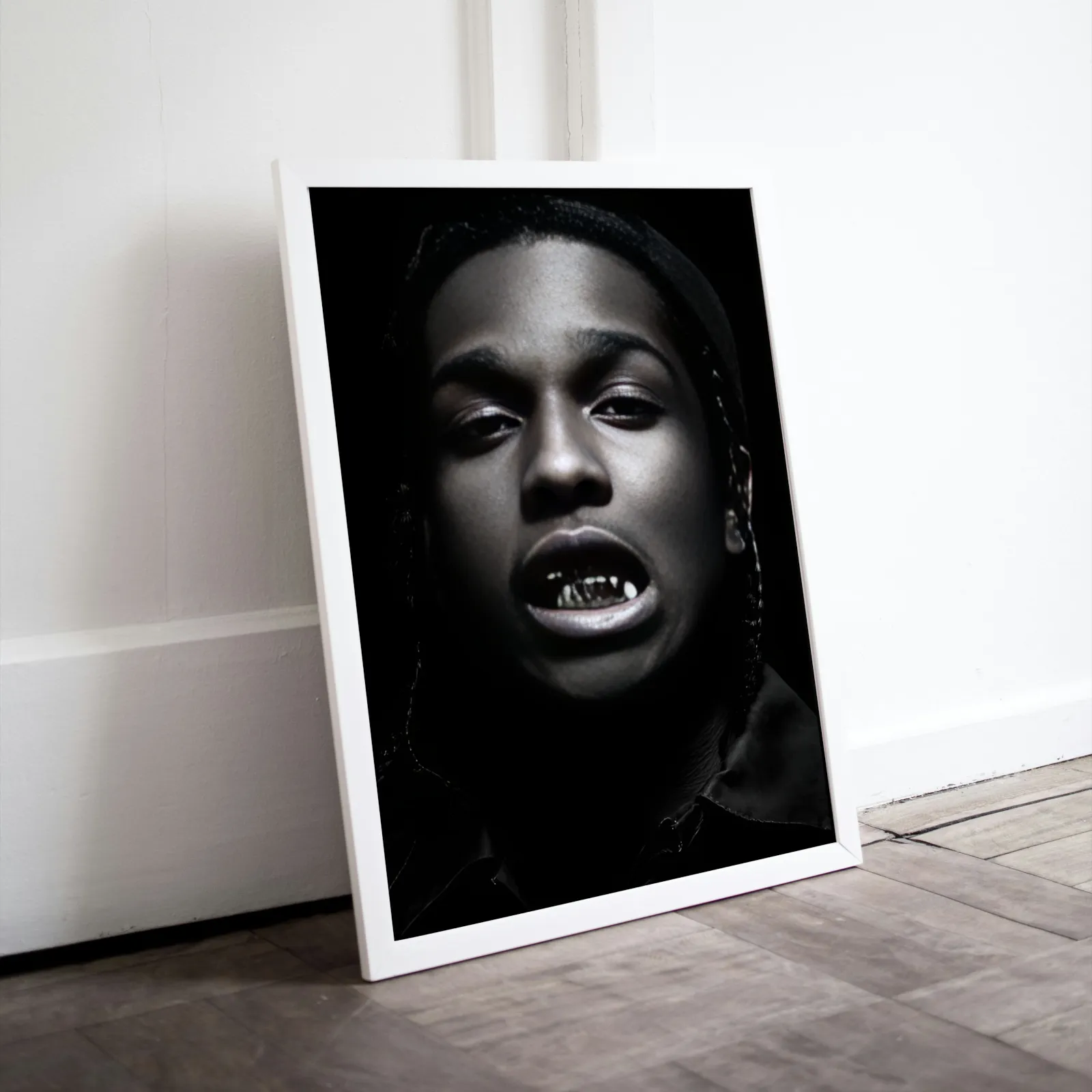 Black And White ASAP Rocky Poster Grill PRINTABLE WALL ART, Hypebeast Poster, Urban Street Style Wall Art, Rapper Grillz Teeth Poster