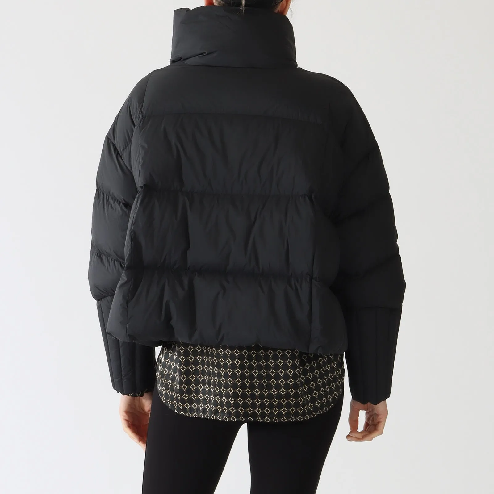 Black Asymmetric Zip Down Quilted Coat