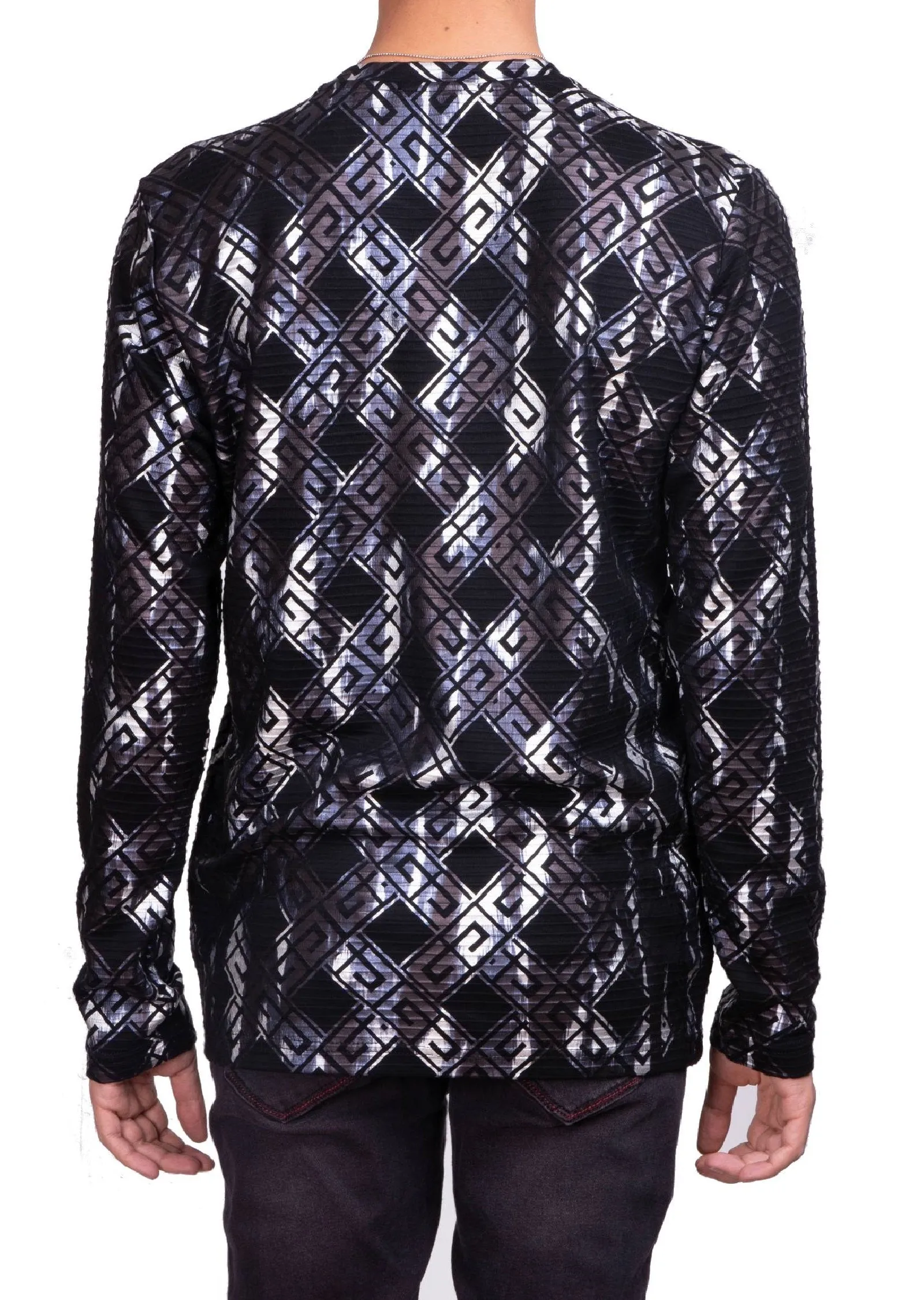 Black Silver Foil Meander Sweater