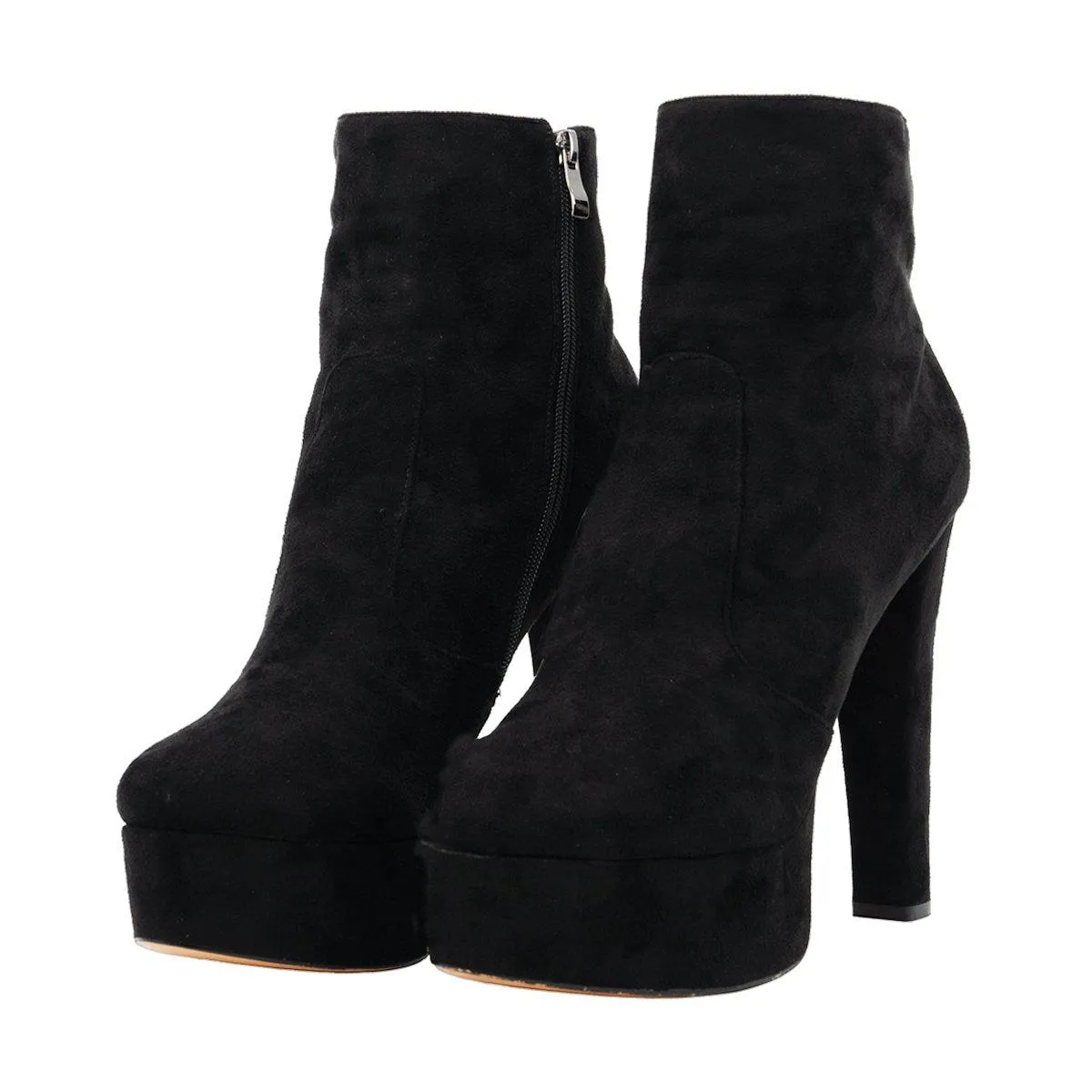 Black Velour Giaro Destroyer Ankle Boots Fabric Black Colour For Women