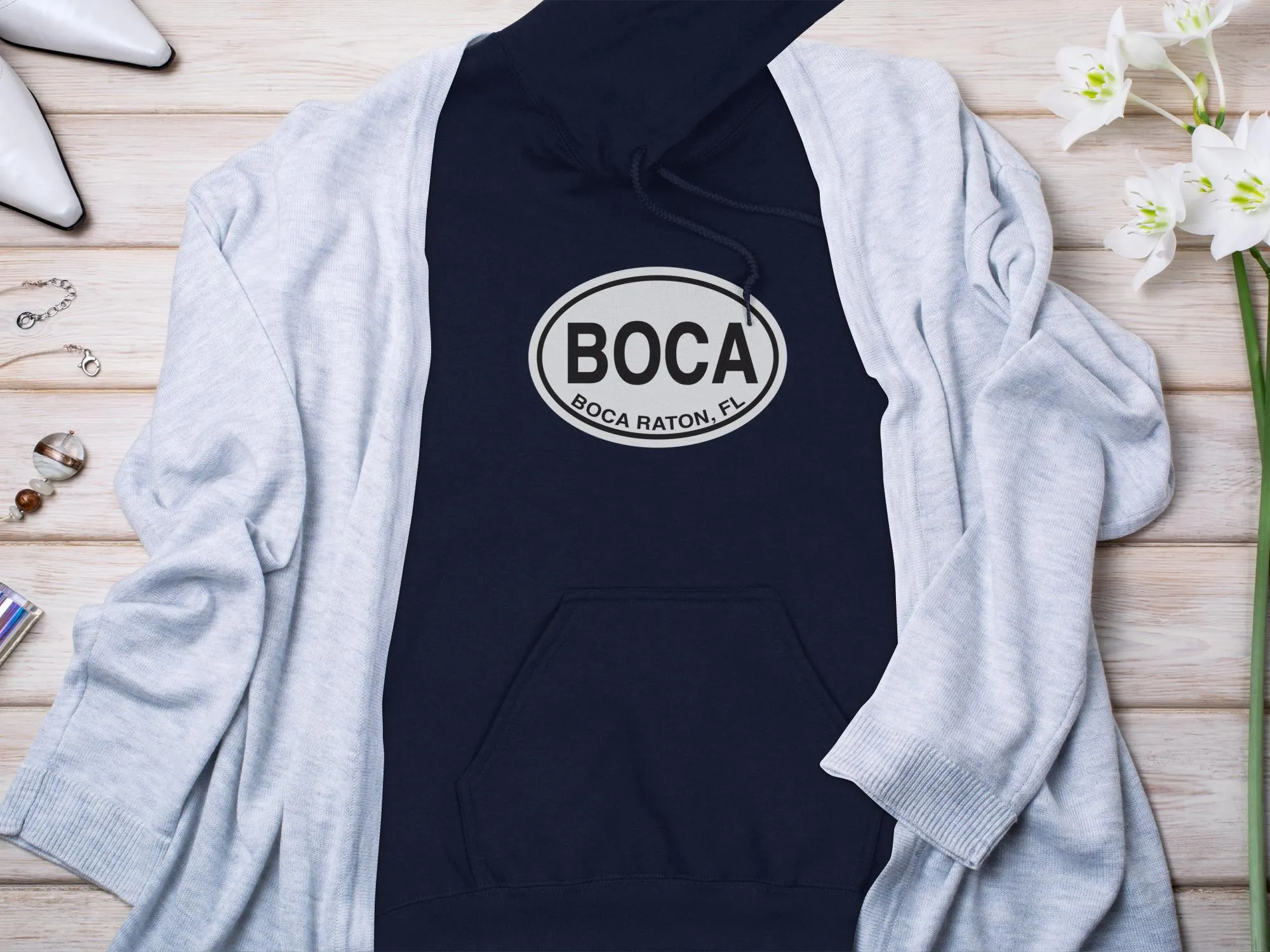 Boca Raton Travel Hoodie for Beachside Elegance