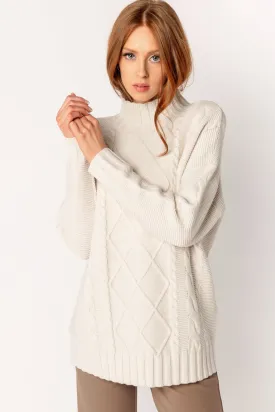 Cable-Knit Mockneck Sweater