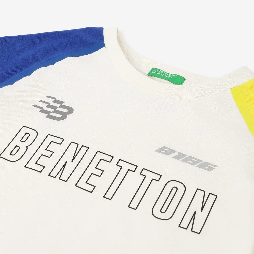 Color Block Benetton Relaxed Fit Crew Neck T-Shirt