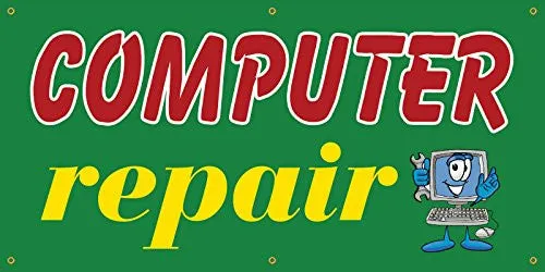 Computer Repair Full Color Vinyl Banner. Ready To Use