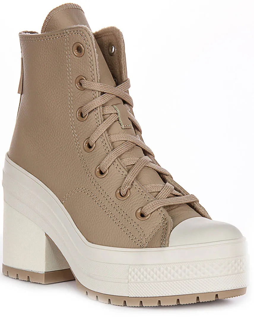 Converse A12345C Chuck 70 De Luxe Heel Platform Taupe Leather