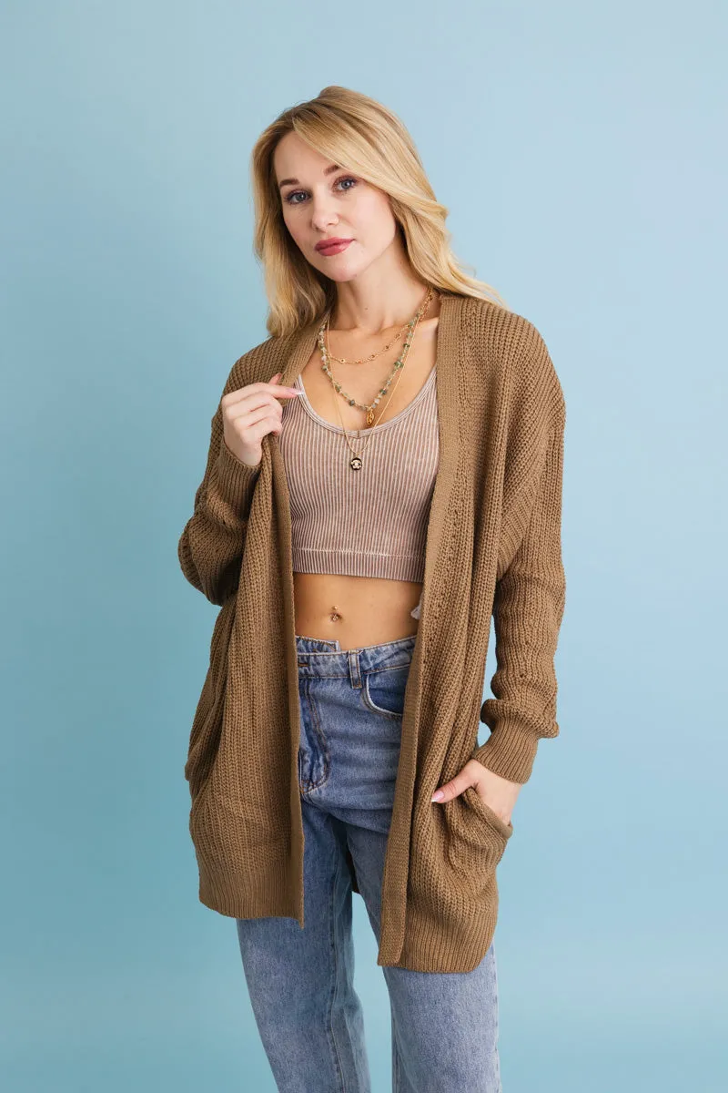 Cozy Open-Front Waffle Knit Long Cardigan - Winter Staple ⛄