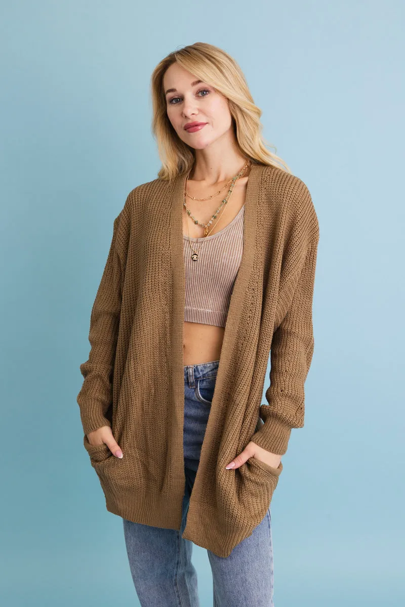 Cozy Open-Front Waffle Knit Long Cardigan - Winter Staple ⛄