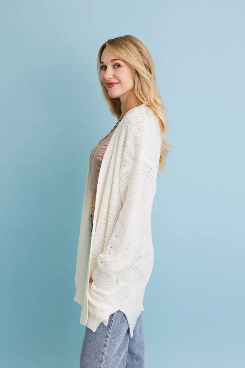 Cozy Open-Front Waffle Knit Long Cardigan - Winter Staple ⛄