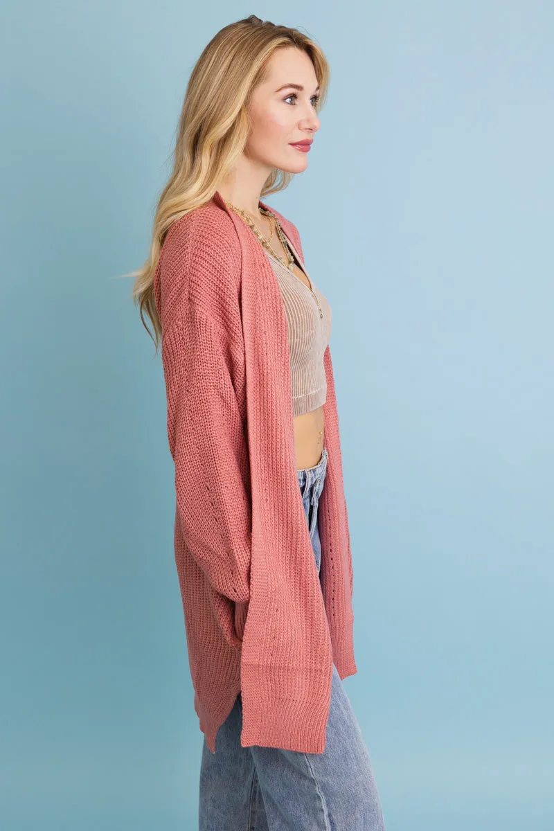 Cozy Open-Front Waffle Knit Long Cardigan - Winter Staple ⛄