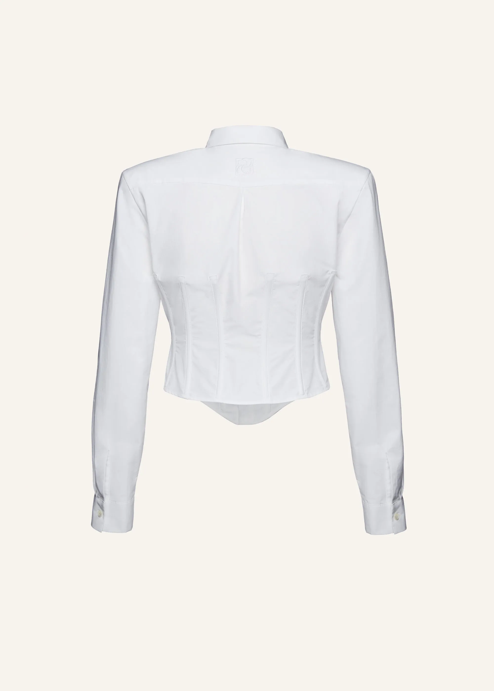 Cropped corset button-up shirt in white