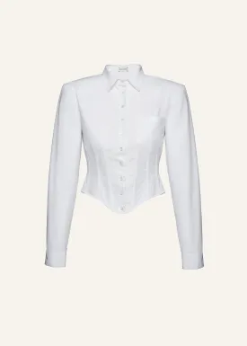 Cropped corset button-up shirt in white