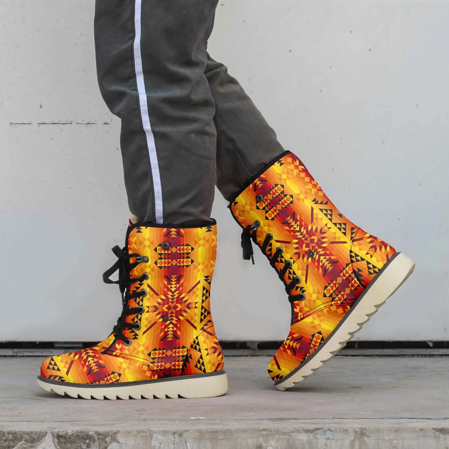 Desert Geo Yellow Red Polar Winter Boots