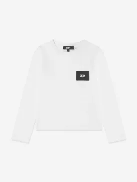 DKNY Girls Long Sleeve Logo T-Shirt in White