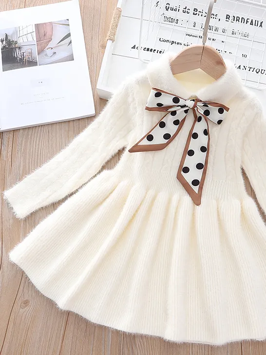 Dots and Bows Wool Sweater Dress