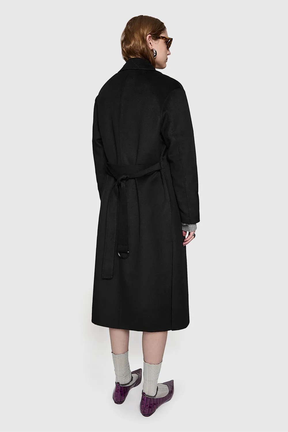 Double Face Wool Belted Wrap Coat