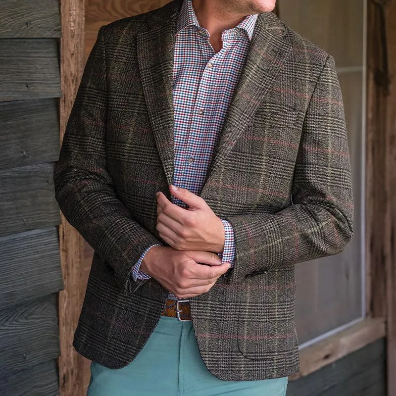 Drago Olive Drab Plaid Sport Coat