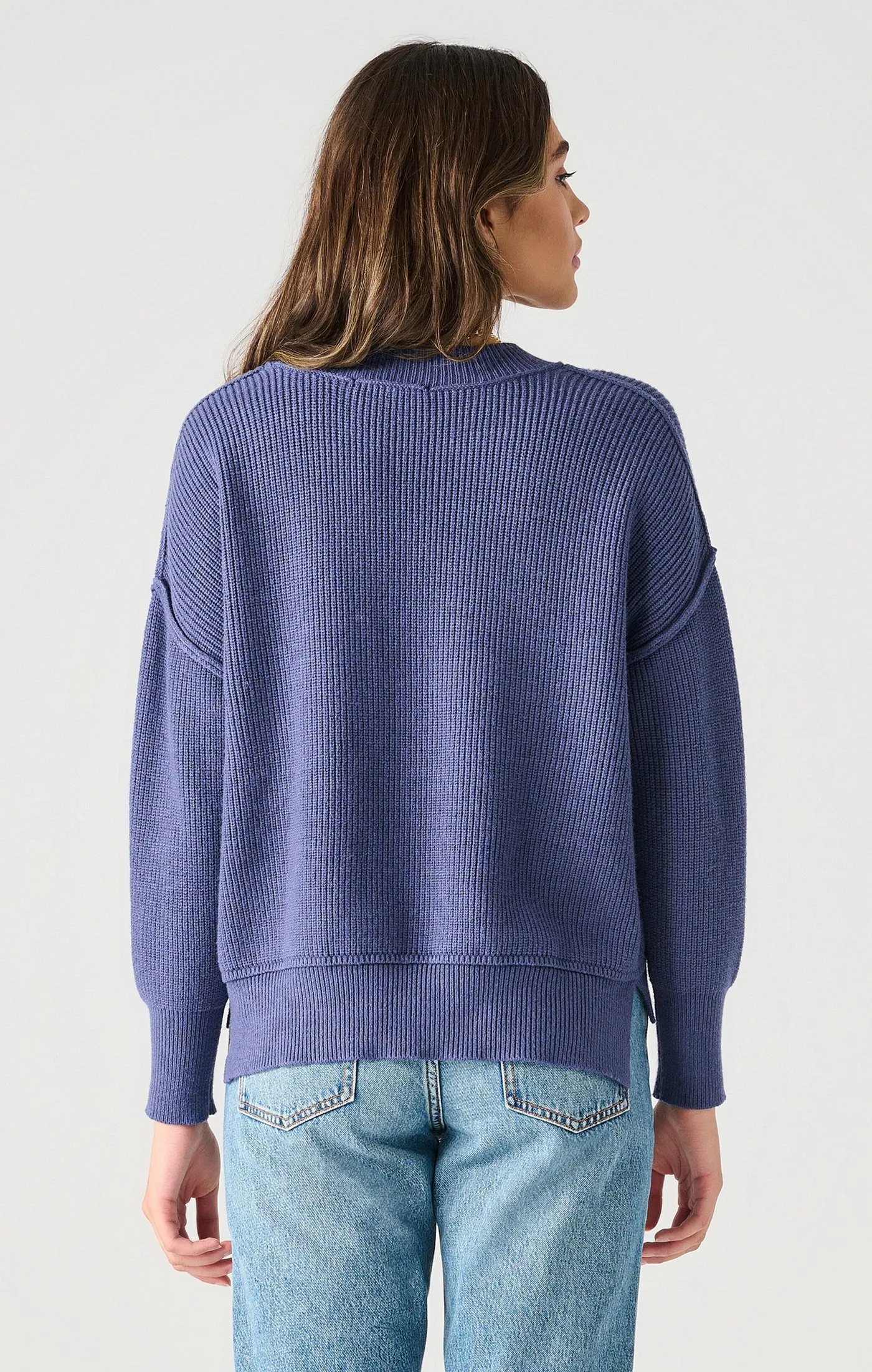 Drop Shoulder Mock Neck Sweater