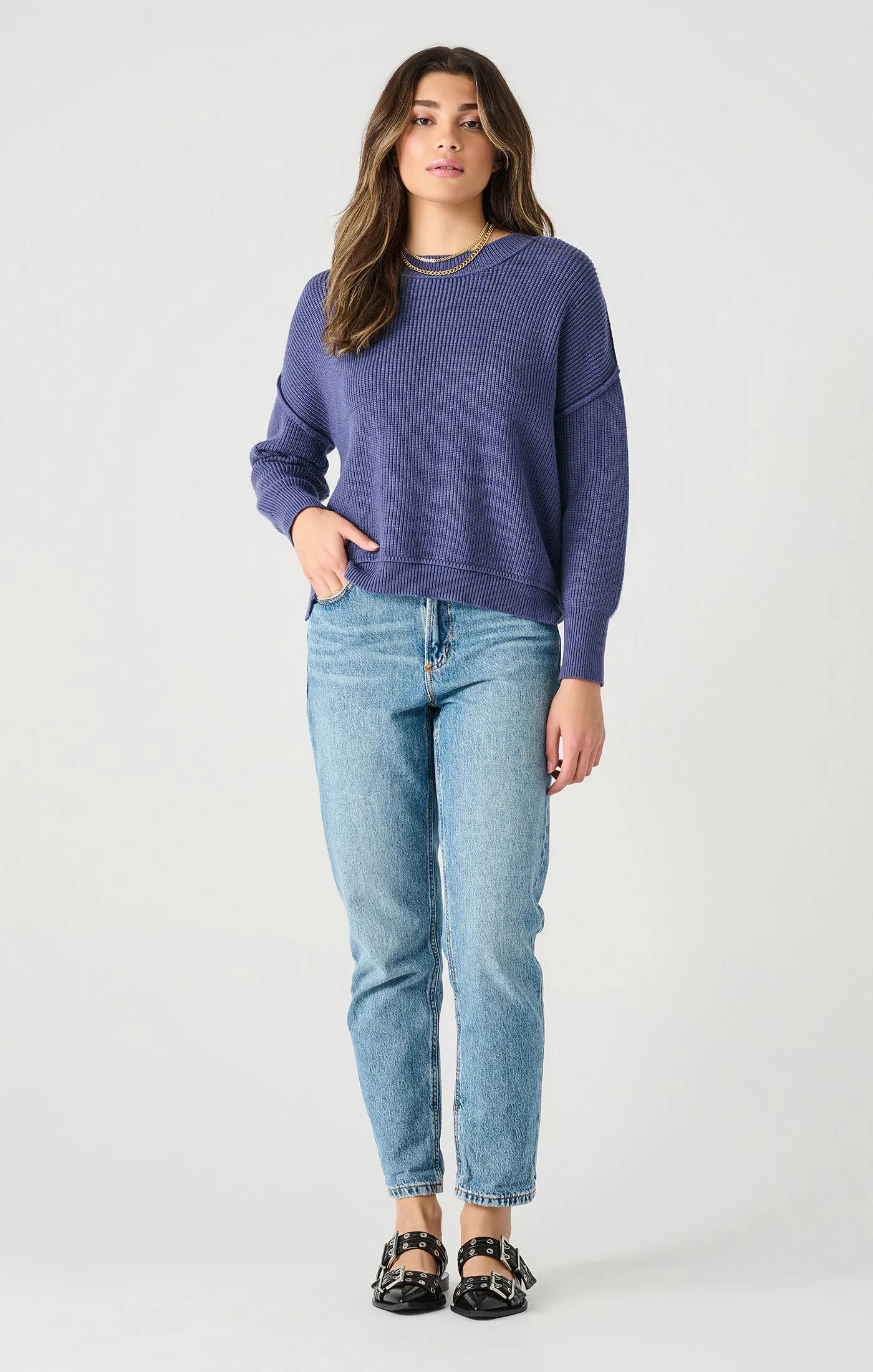 Drop Shoulder Mock Neck Sweater