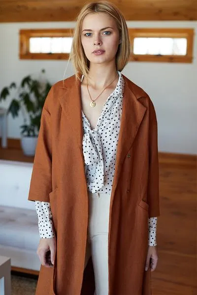 Emerson Fry Drop Shoulder Coat- Sienna Linen