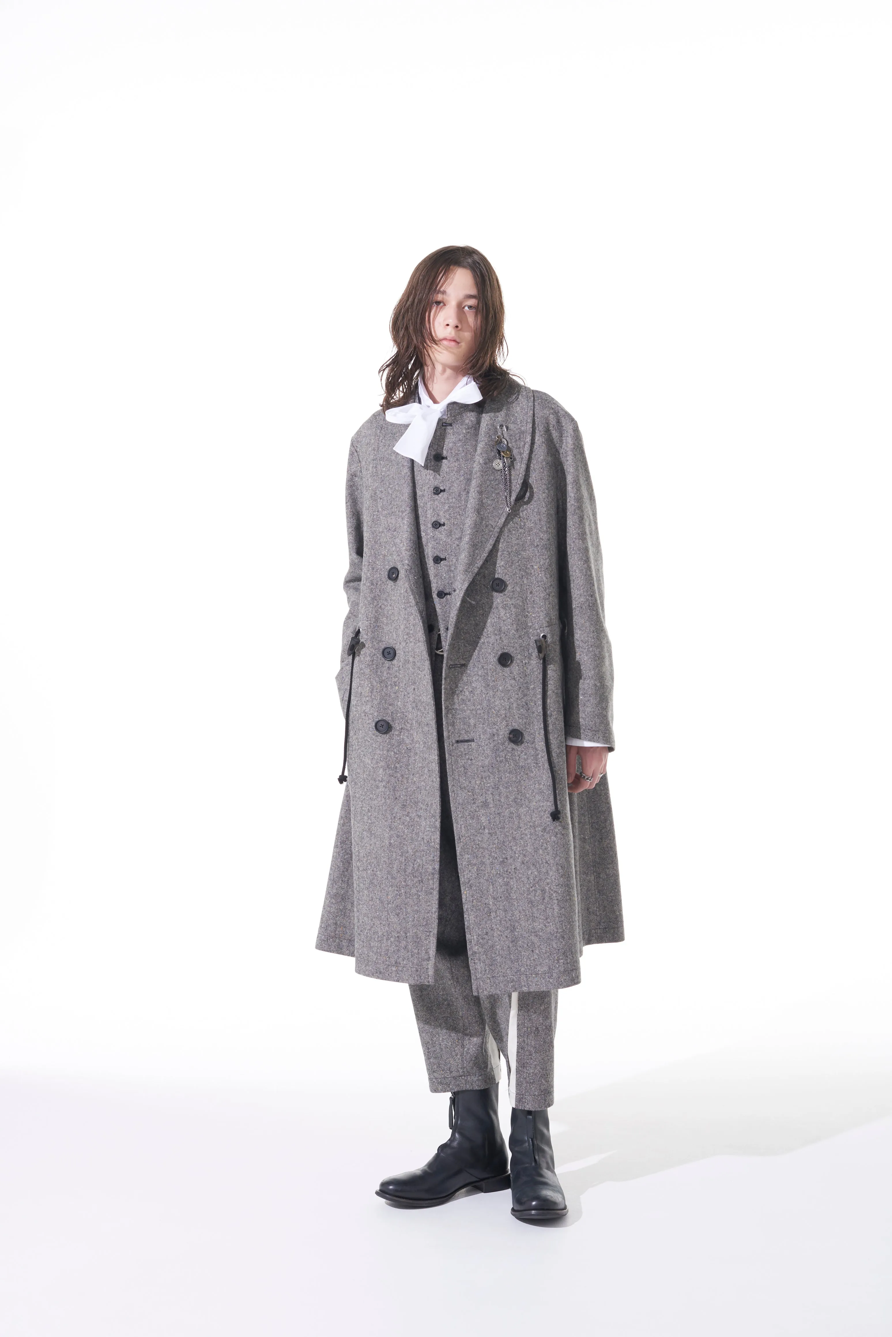 ETERMINE NEP TWEED SHAWL COLLAR DOUBLE COAT