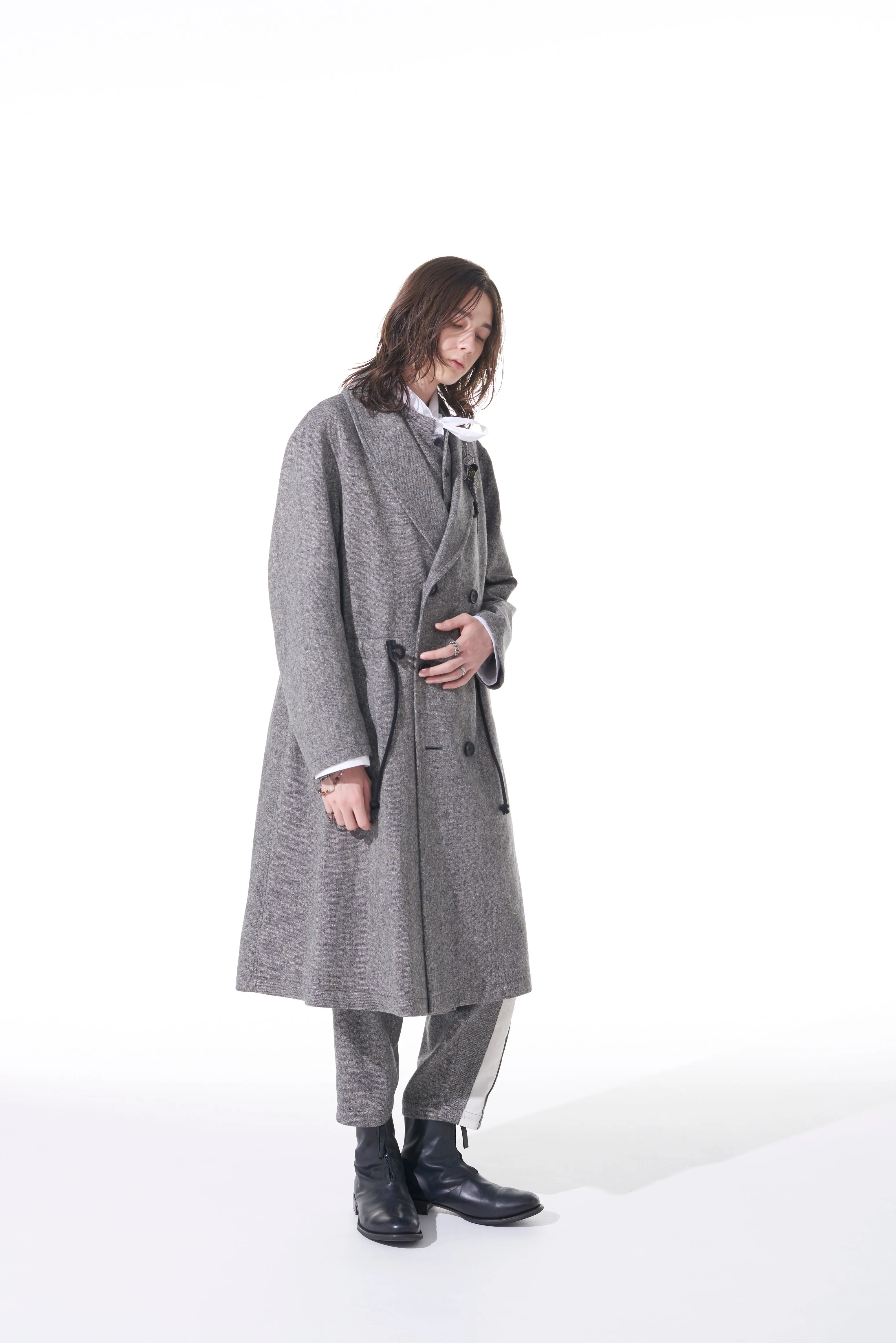 ETERMINE NEP TWEED SHAWL COLLAR DOUBLE COAT