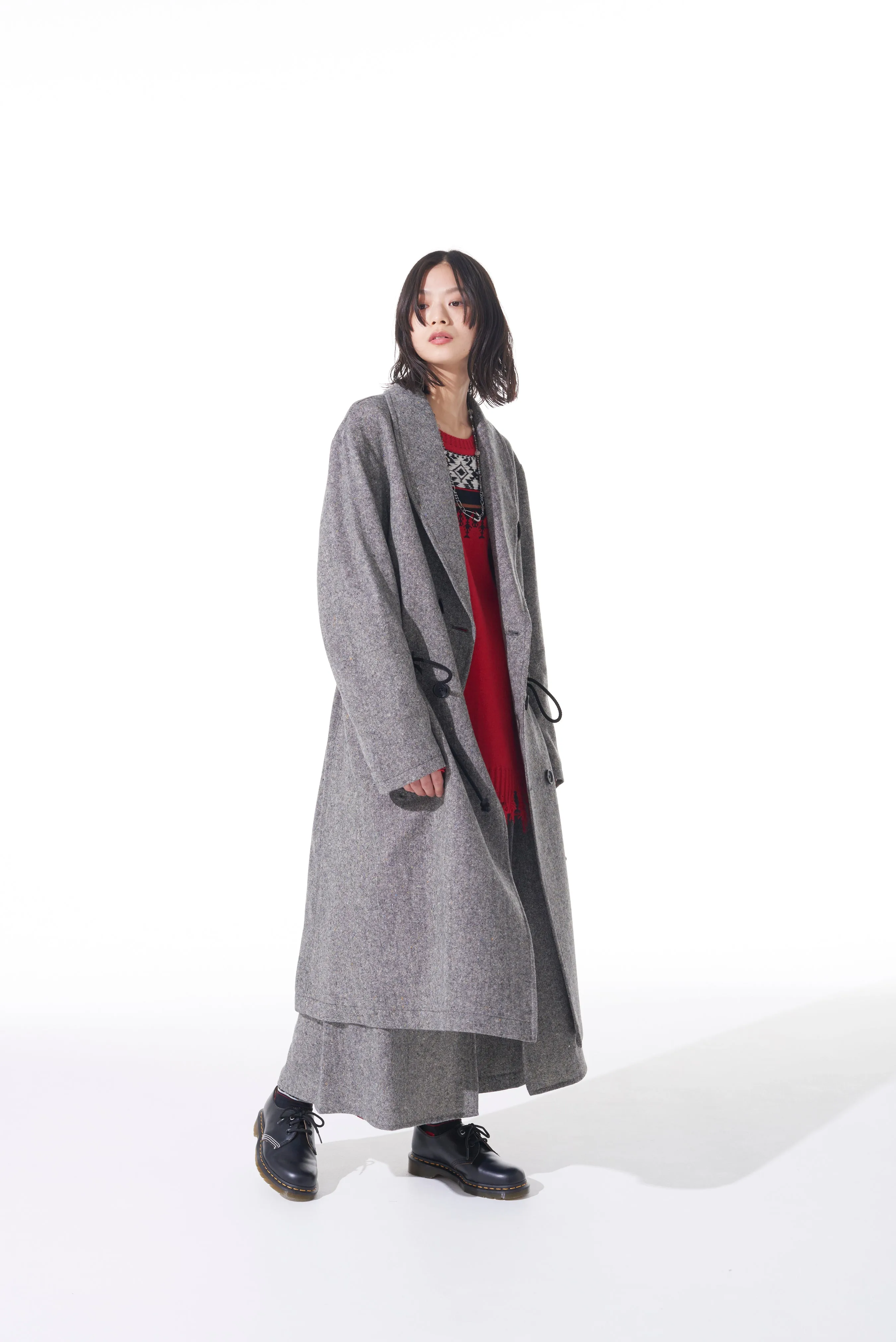 ETERMINE NEP TWEED SHAWL COLLAR DOUBLE COAT