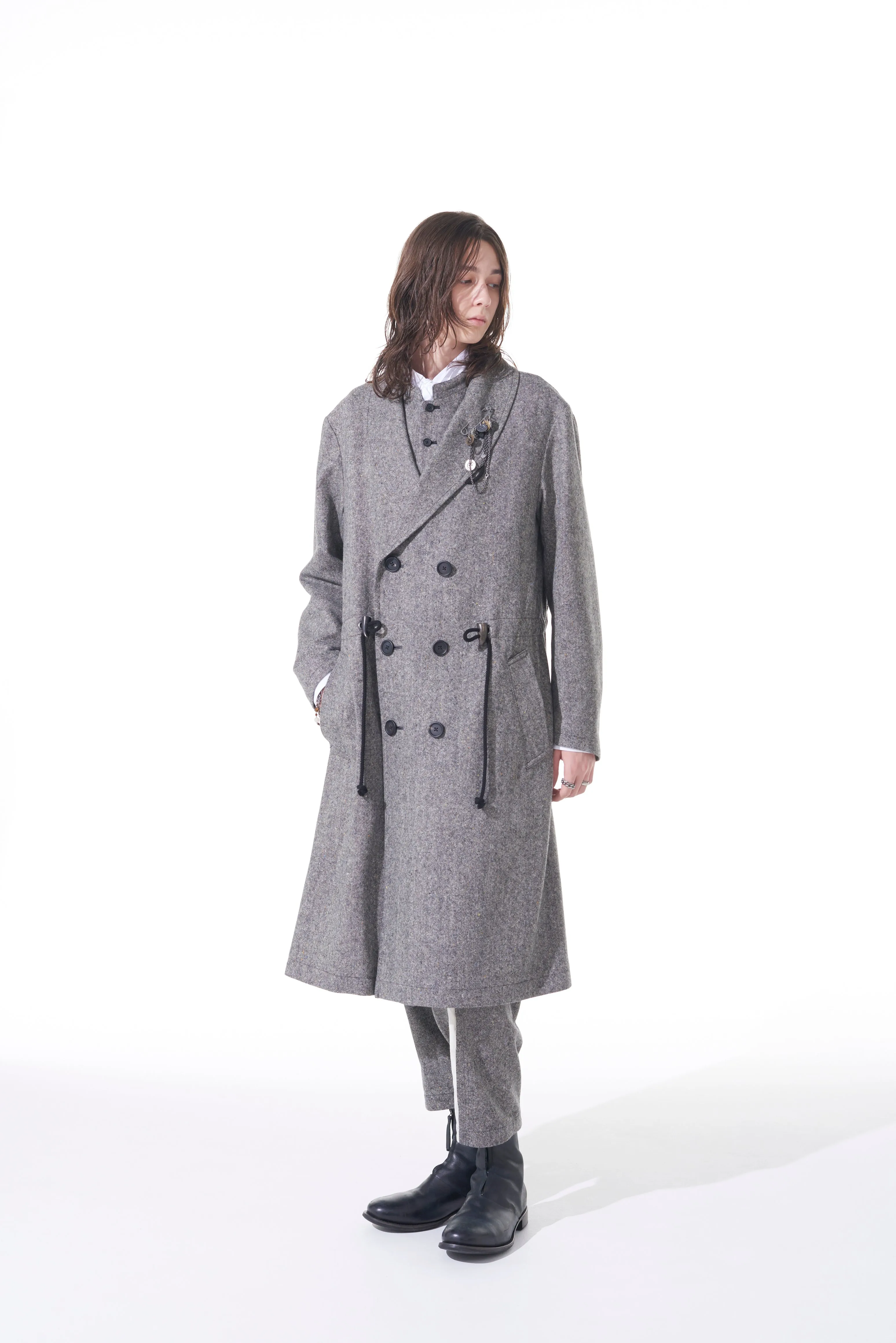 ETERMINE NEP TWEED SHAWL COLLAR DOUBLE COAT