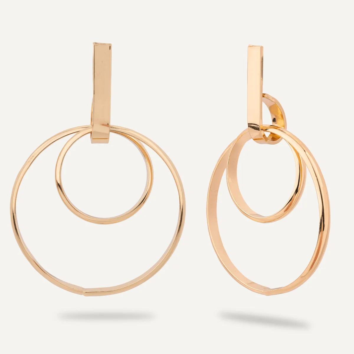 Geo Layered Ring Post Earrings In Gold-Tone