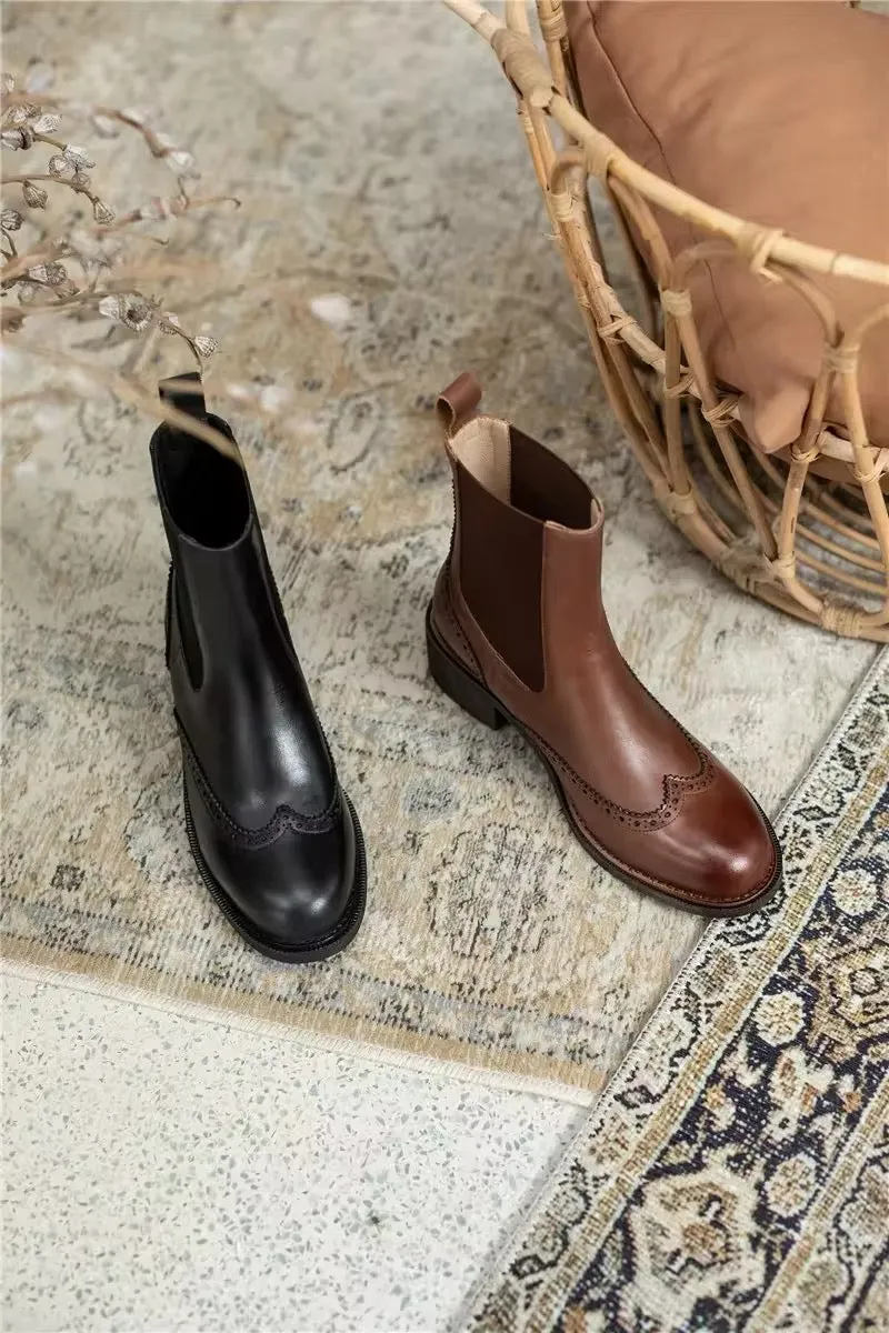 Handcrafted Genuine Leather Women's Chelsea Boots – Timeless Elegance and Comfort