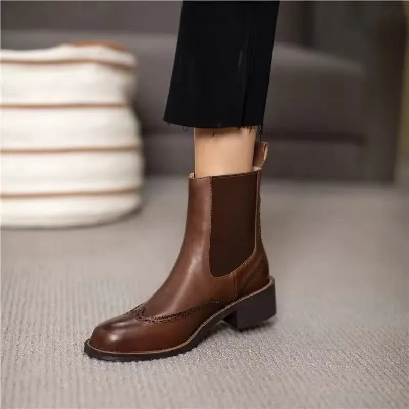 Handcrafted Genuine Leather Women's Chelsea Boots – Timeless Elegance and Comfort