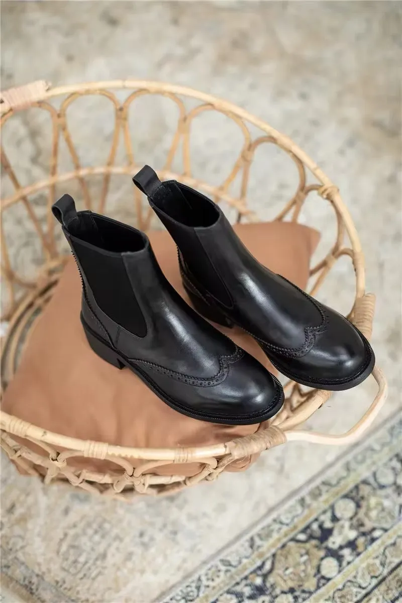 Handcrafted Genuine Leather Women's Chelsea Boots – Timeless Elegance and Comfort