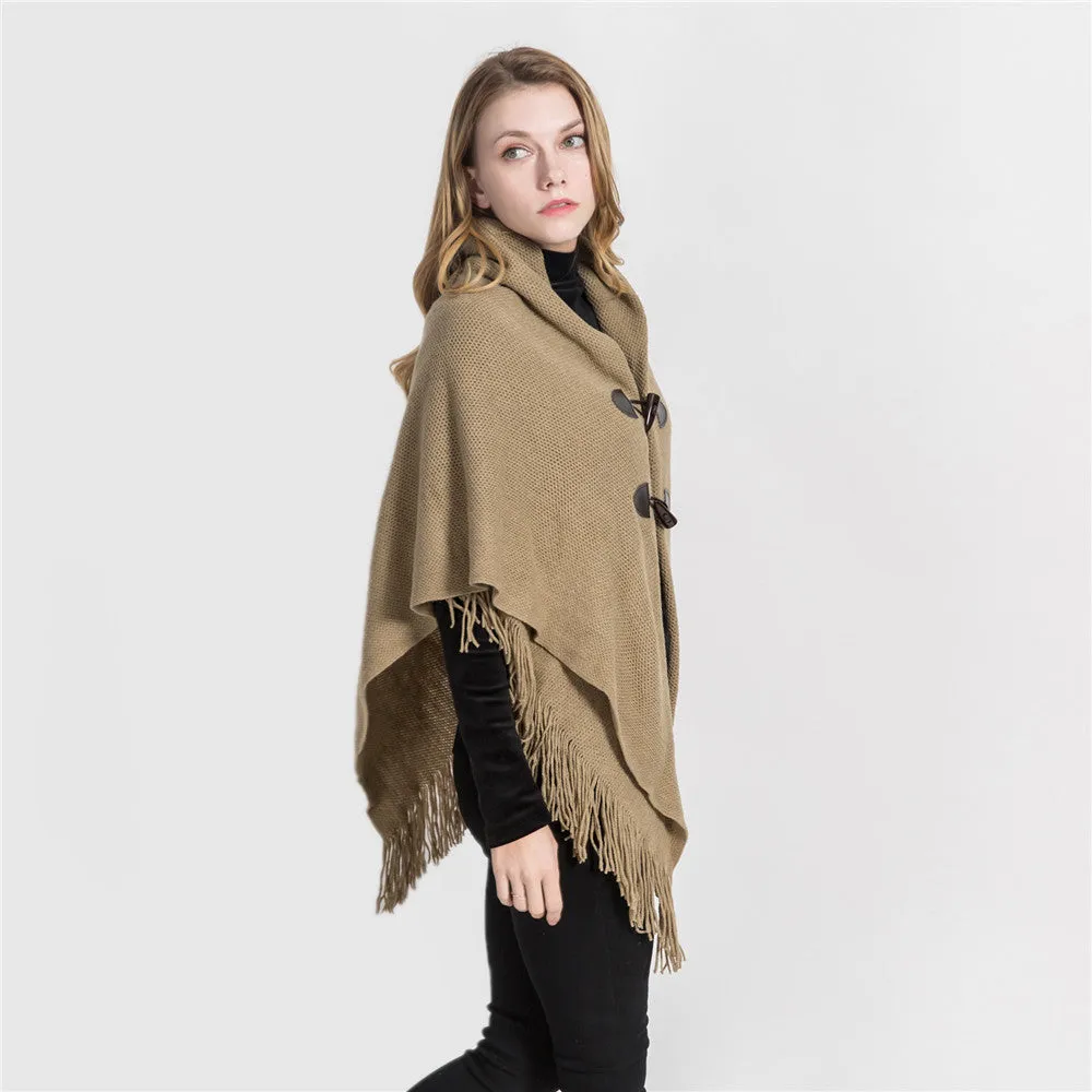 Loose Knitted Kimono Poncho Shawl Cardigan