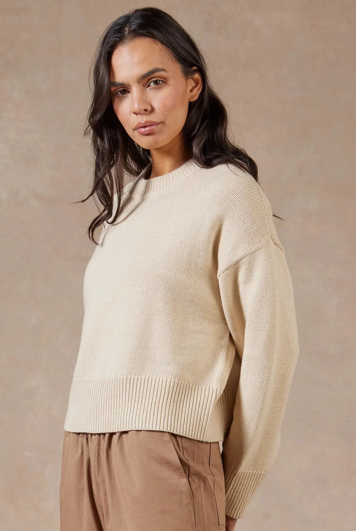 Malibu Crew Sweater in Milk