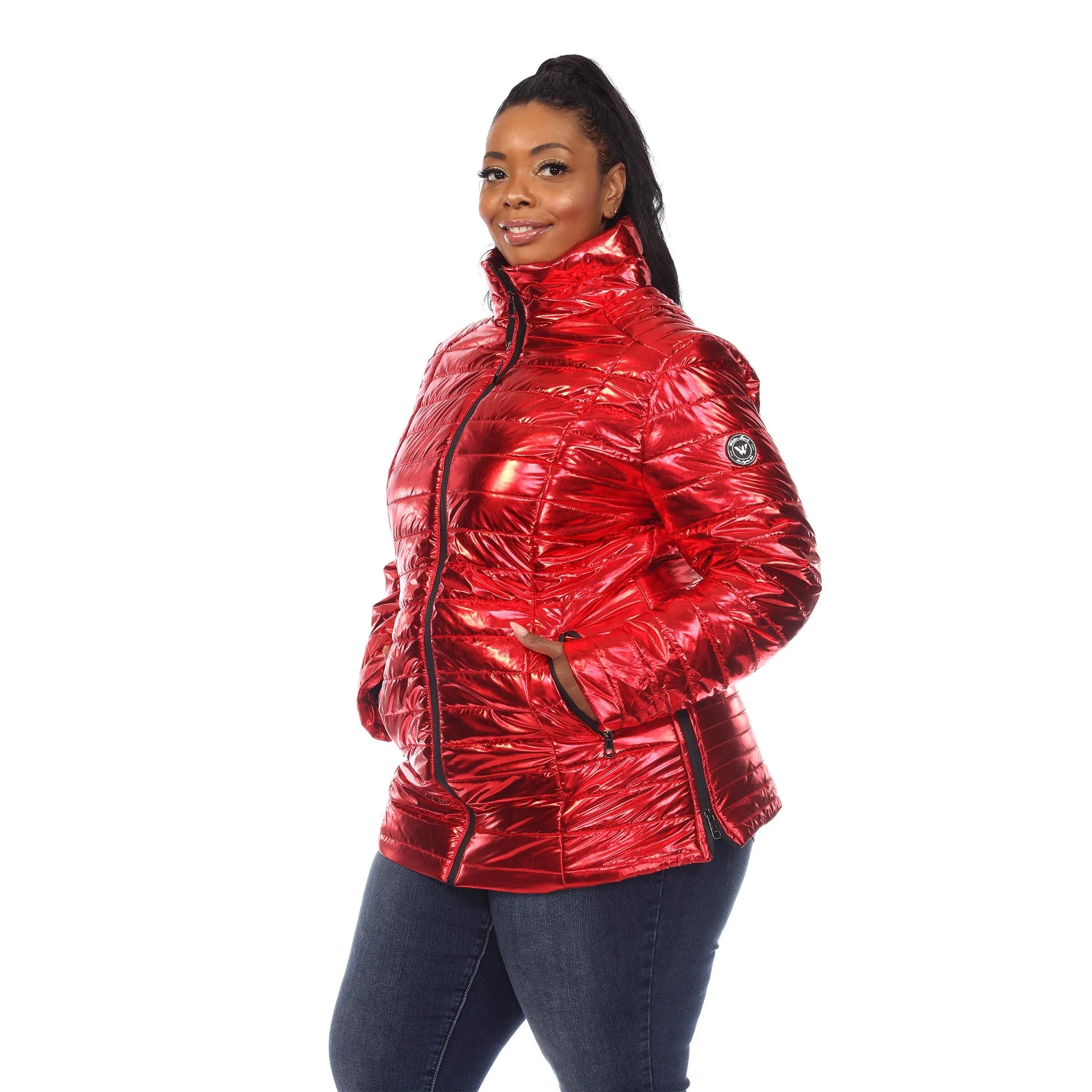 Metallic Puffer Coat - Plus