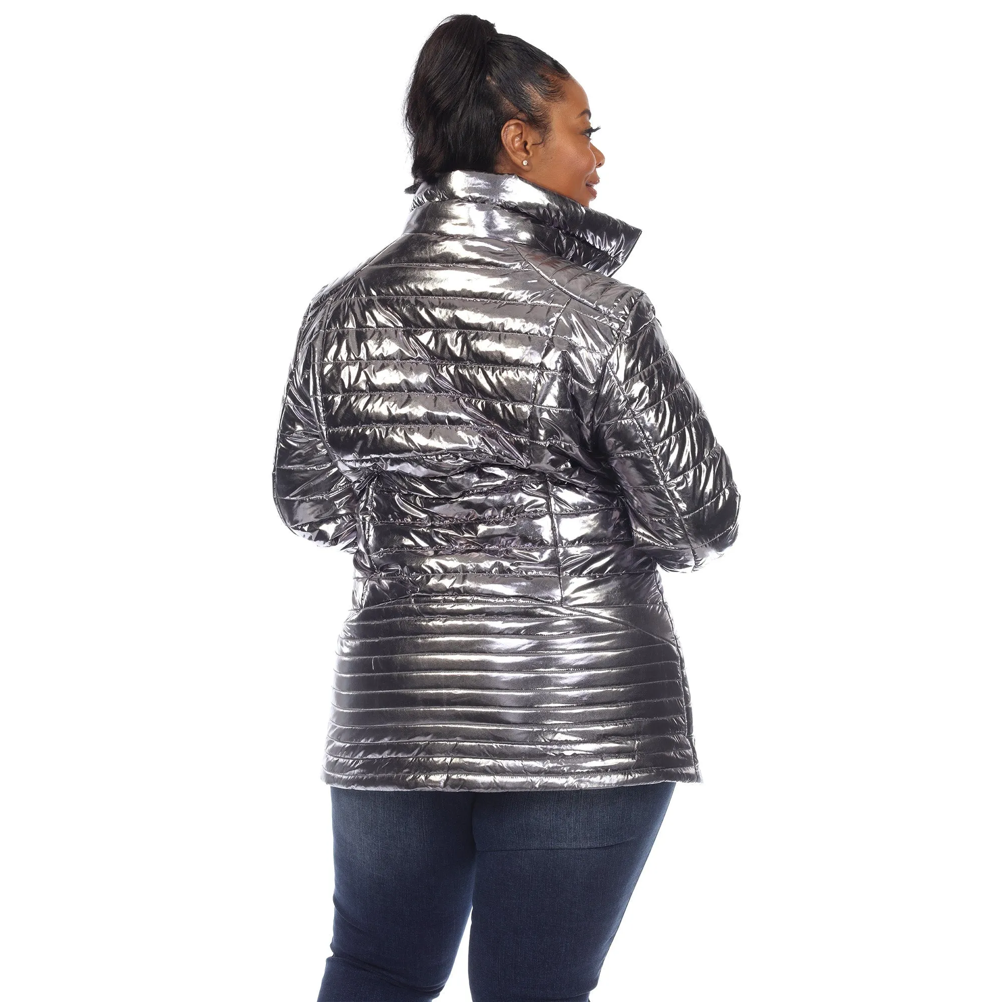 Metallic Puffer Coat - Plus