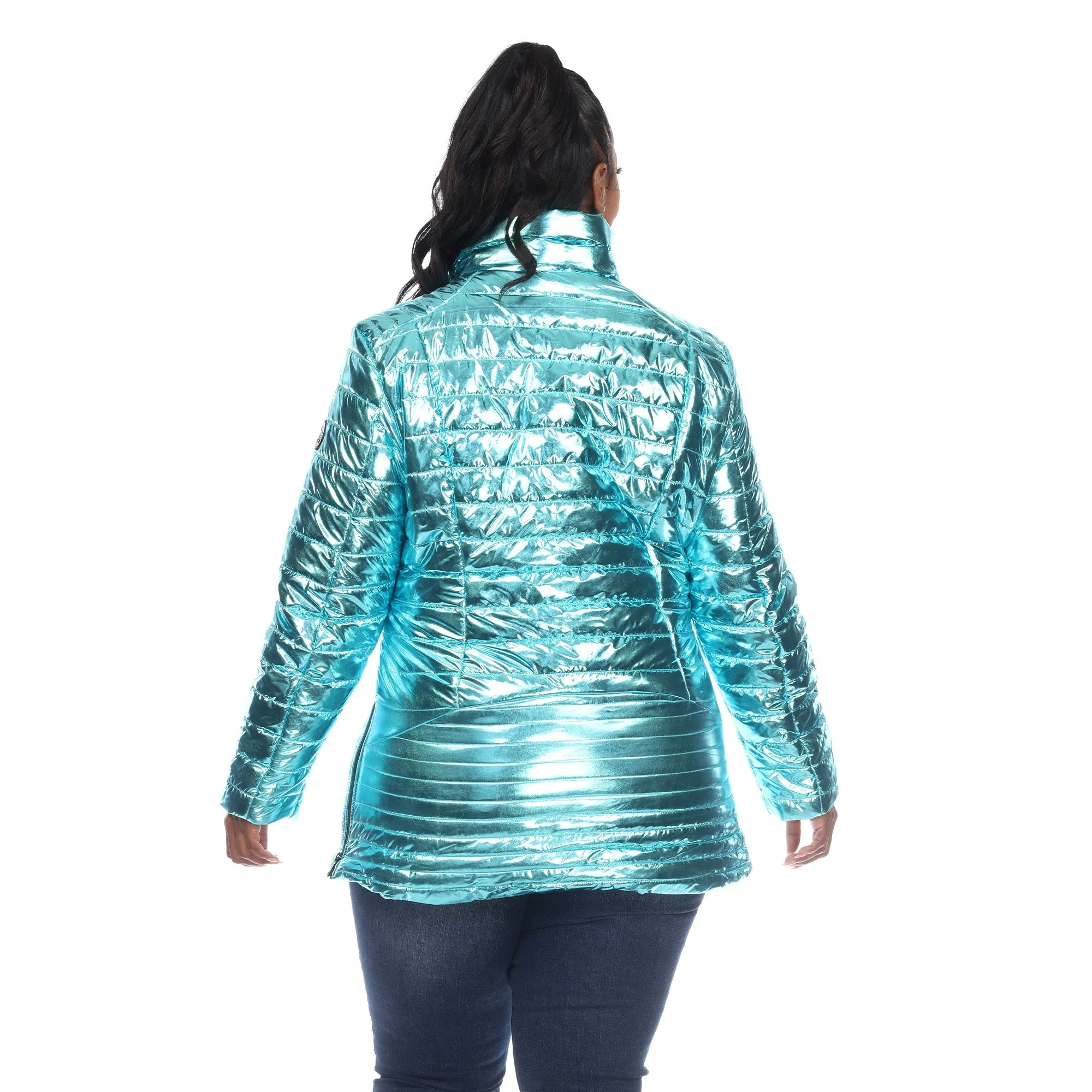 Metallic Puffer Coat - Plus