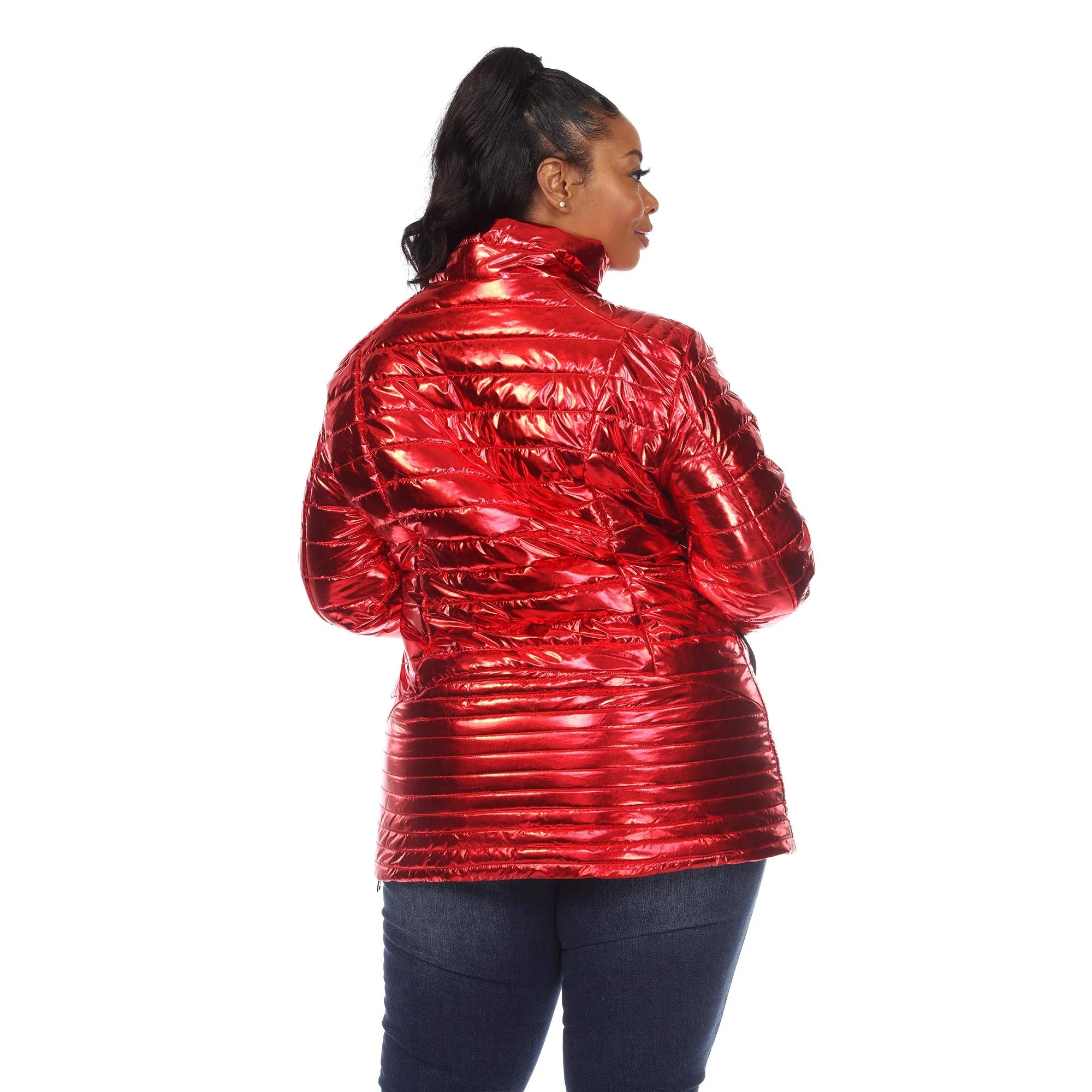 Metallic Puffer Coat - Plus