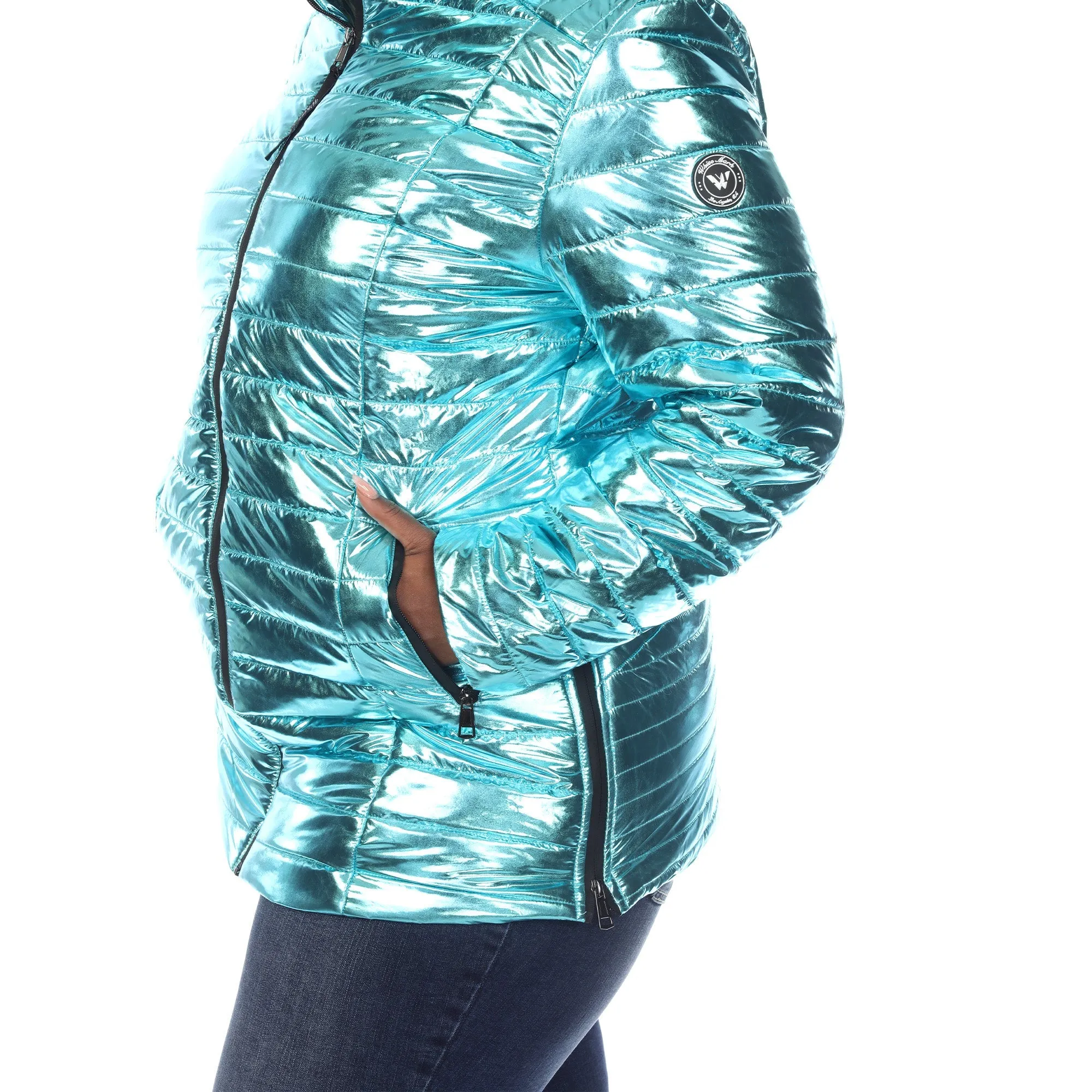 Metallic Puffer Coat - Plus