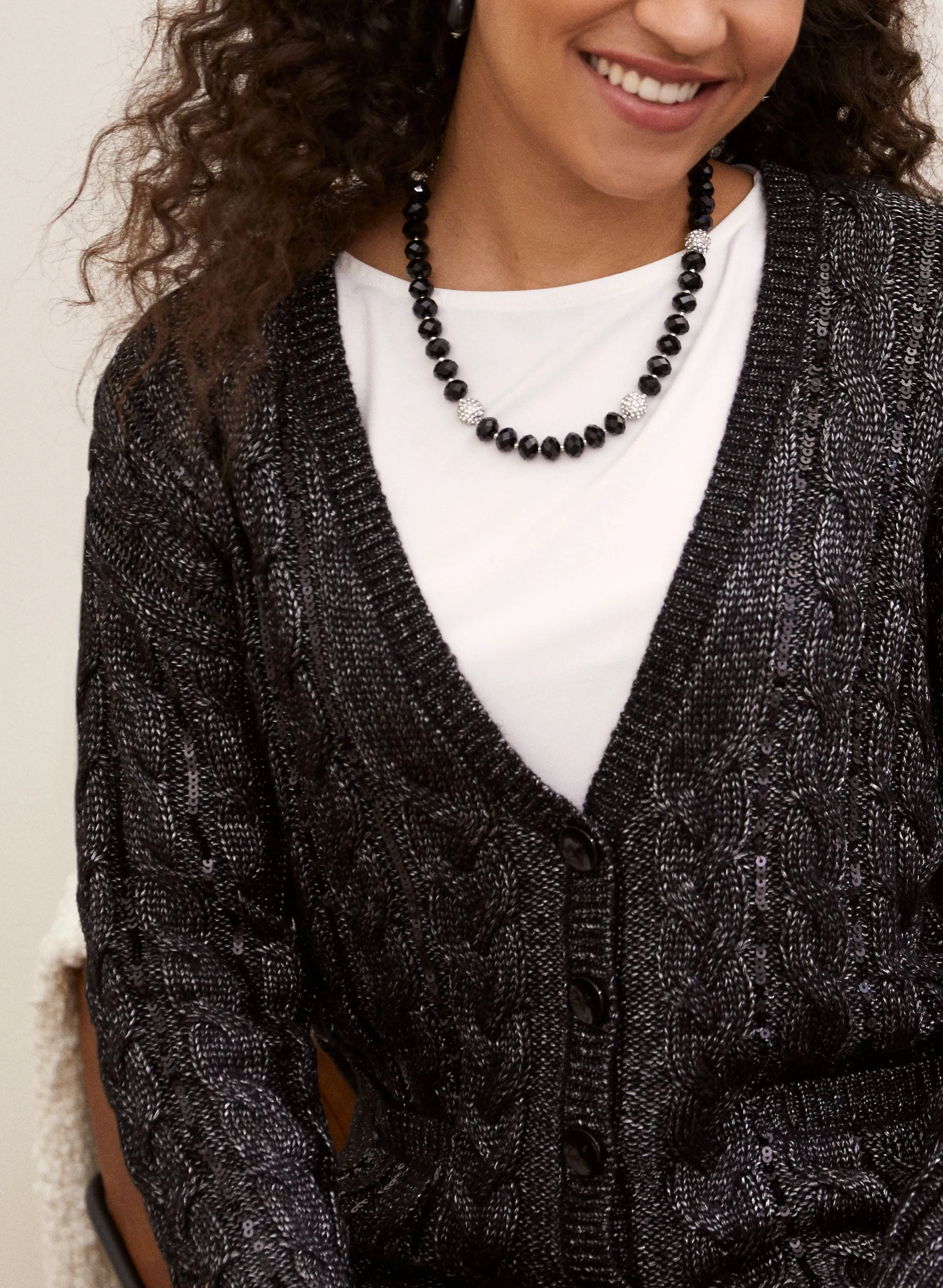 Metallic Sequin Detail Cardigan